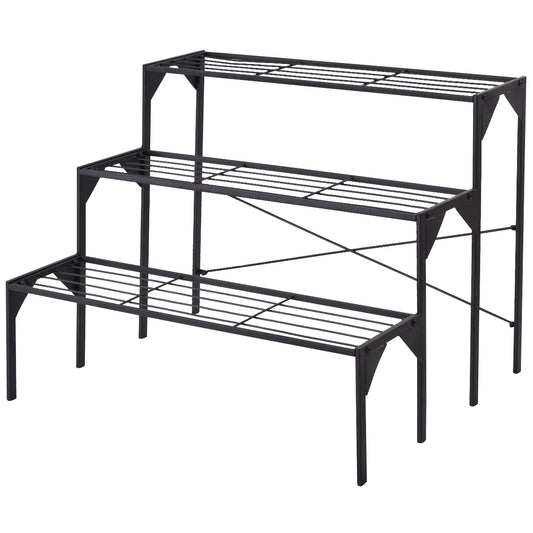 Topbuy 3-Tier Metal Flower Plant Shelf Stand Display Rack Black