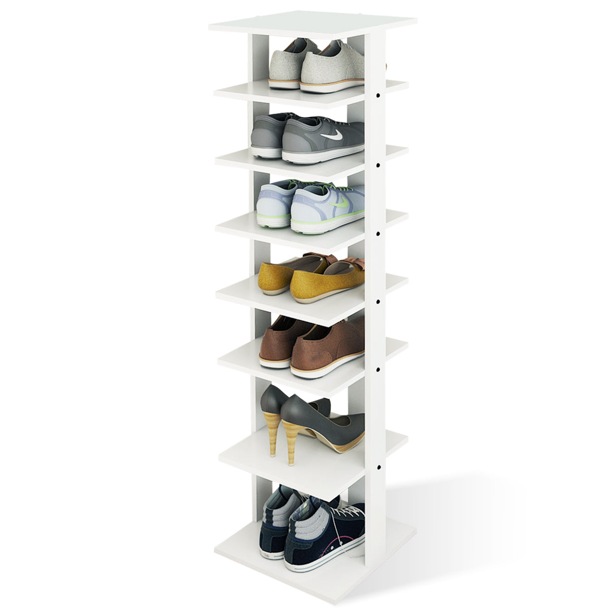 Topbuy 7-Tier Shoe Rack Free Standing Shelving Storage Organizer White