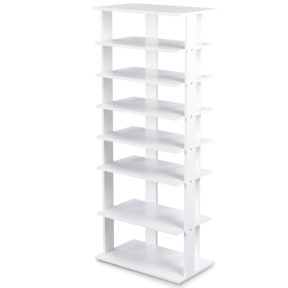 Topbuy 7-Tier Shoe Rack with Freestanding Shelves, Wood, White