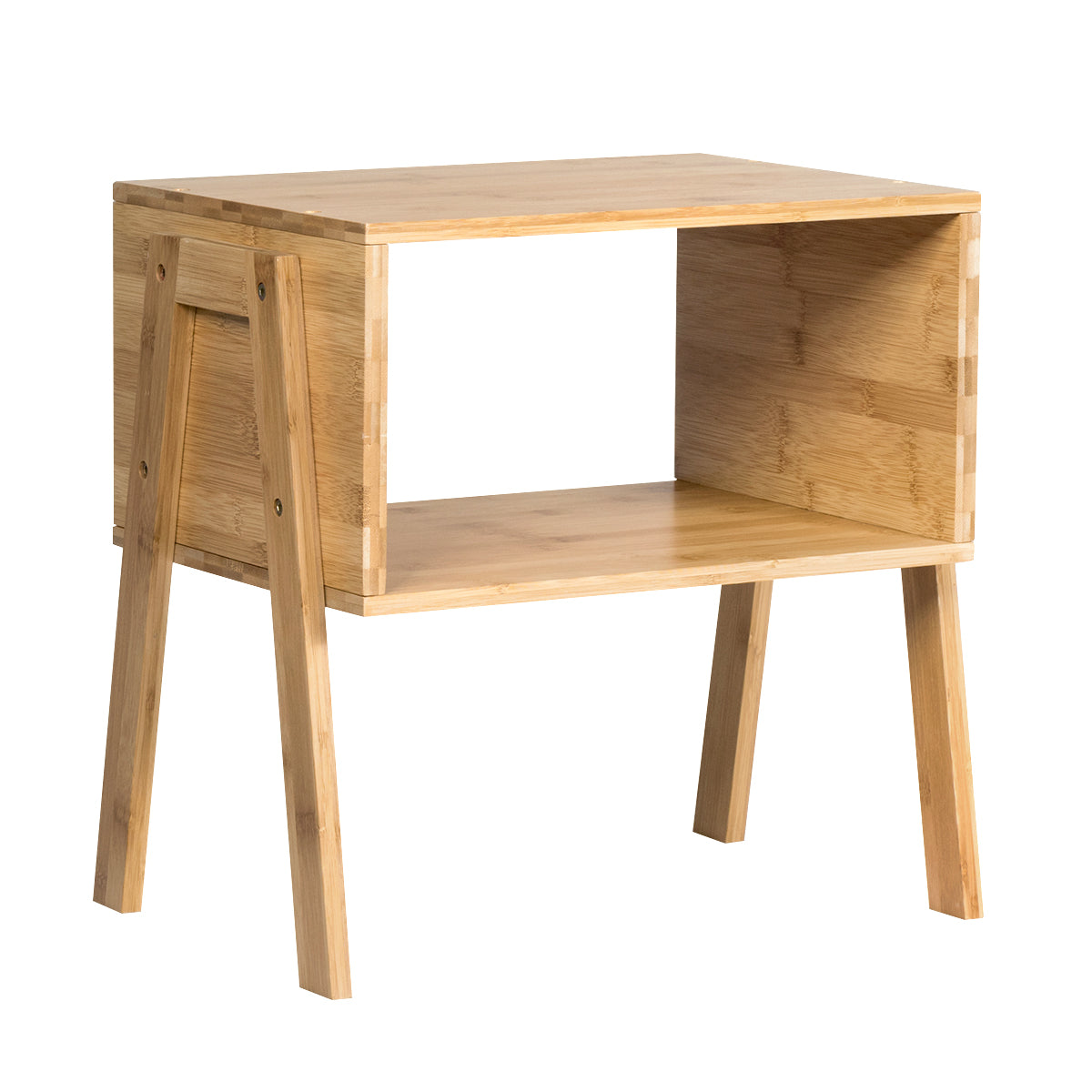 Topbuy Set of 2 Nightstand Stackable Bamboo End Table w/Storage Shelf