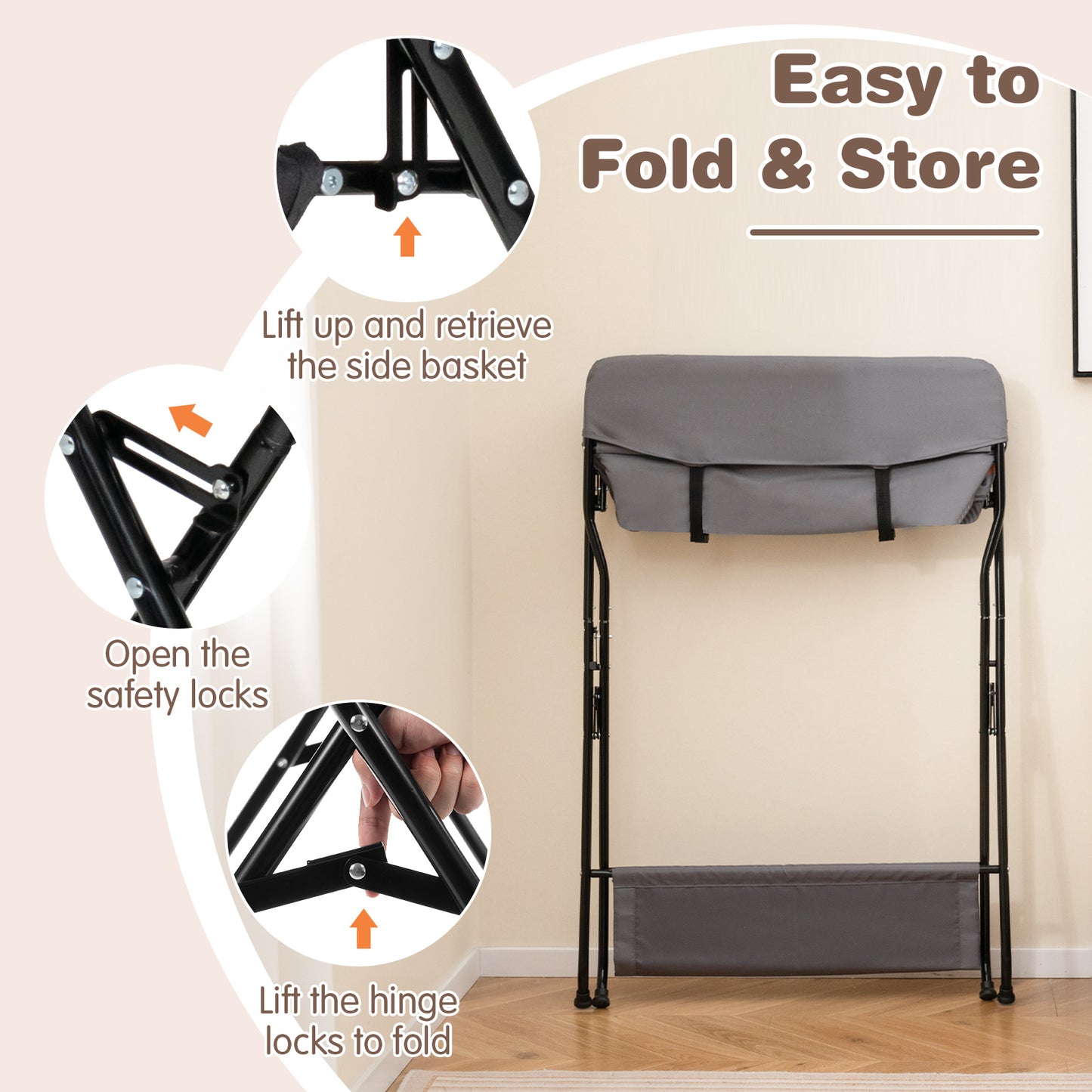 Topbuy Infant Folding Changing Table Portable Baby Diaper Station Gray