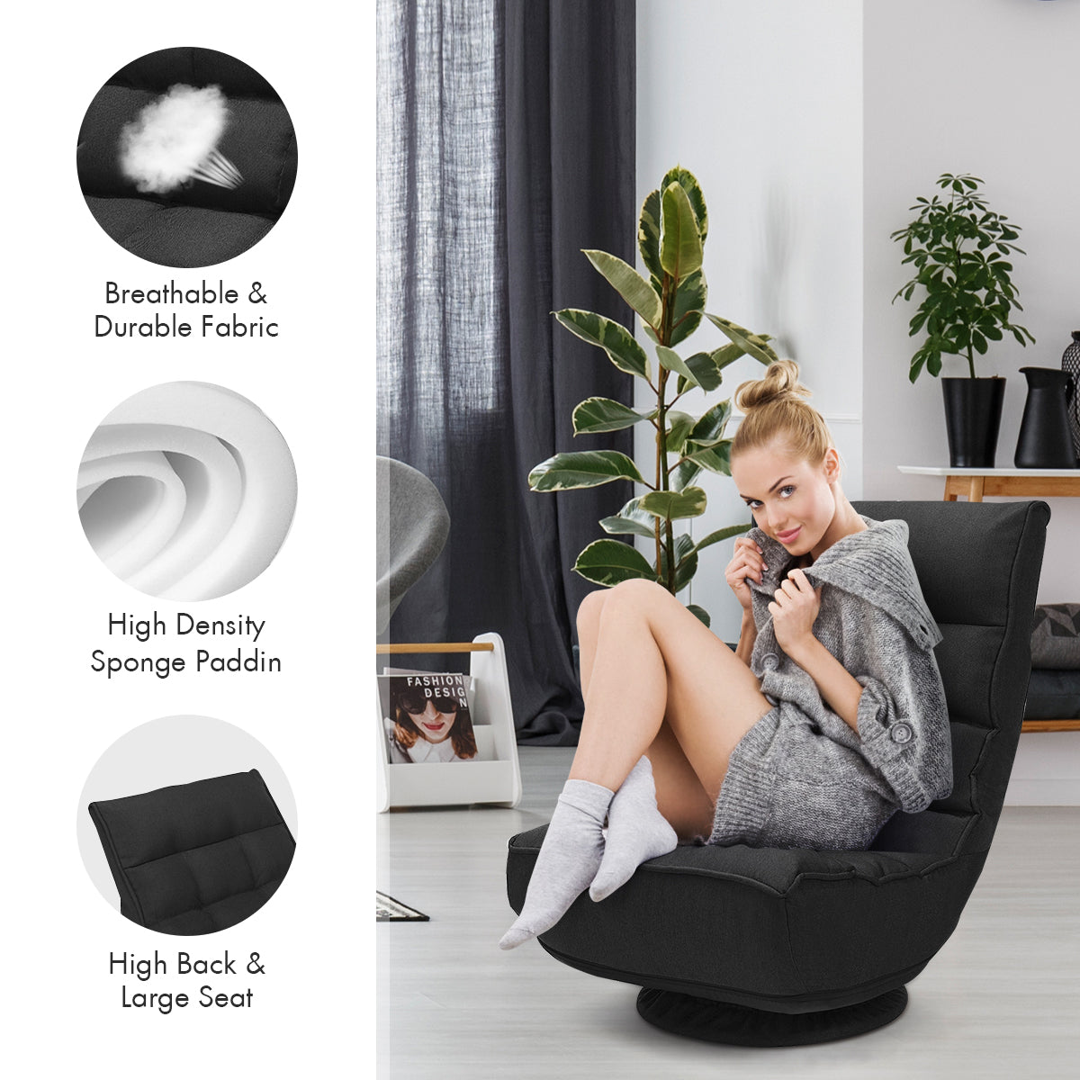 360 Degree Swivel Sofa 4-Position Adjustable Recliner Chair