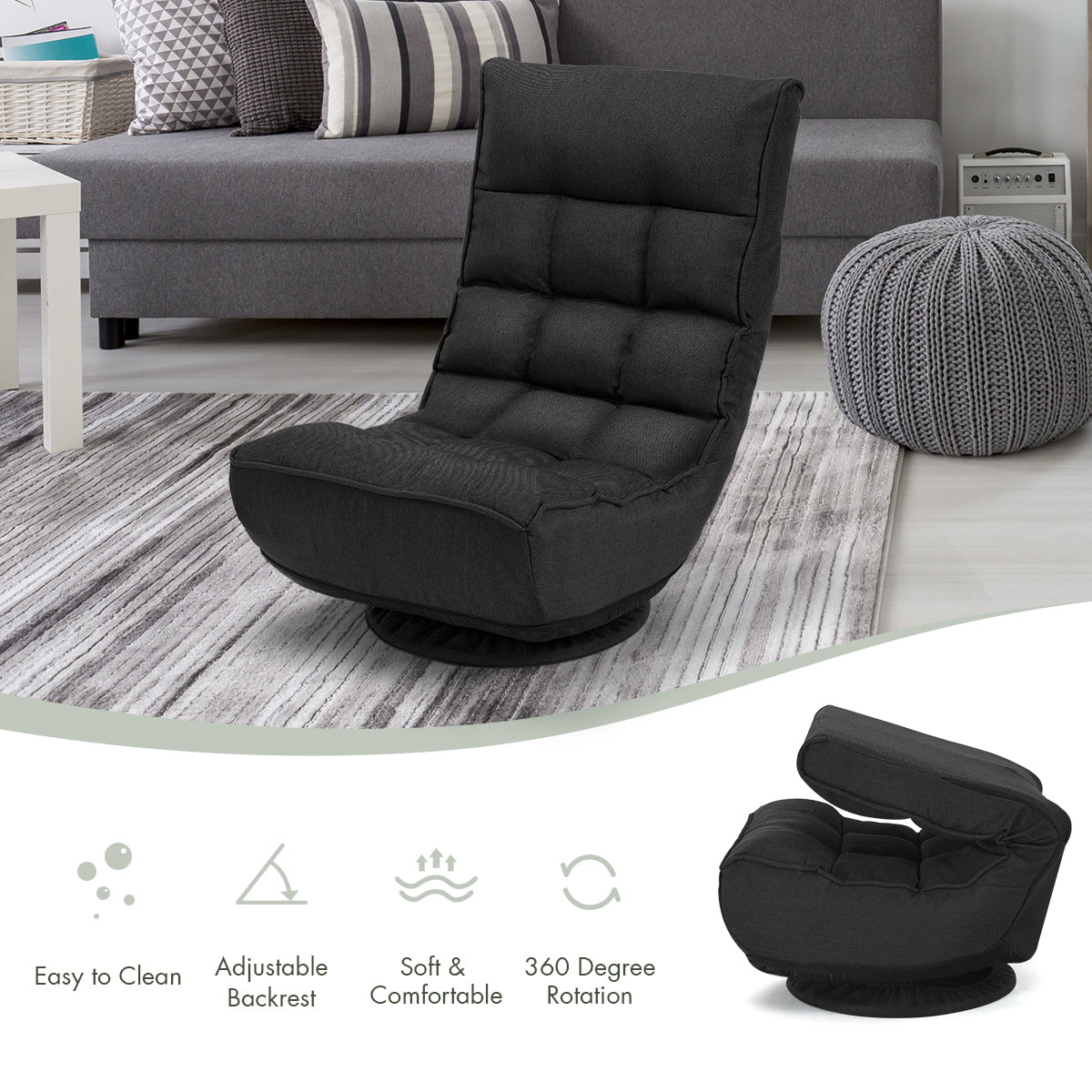 360 Degree Swivel Sofa 4-Position Adjustable Recliner Chair
