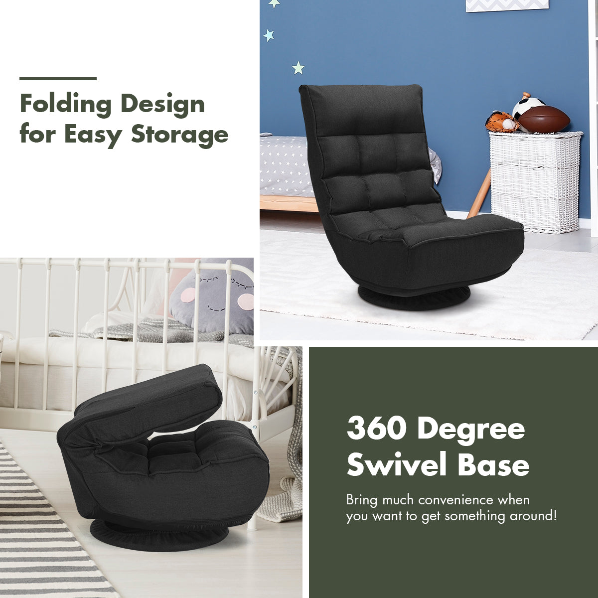 360 Degree Swivel Sofa 4-Position Adjustable Recliner Chair