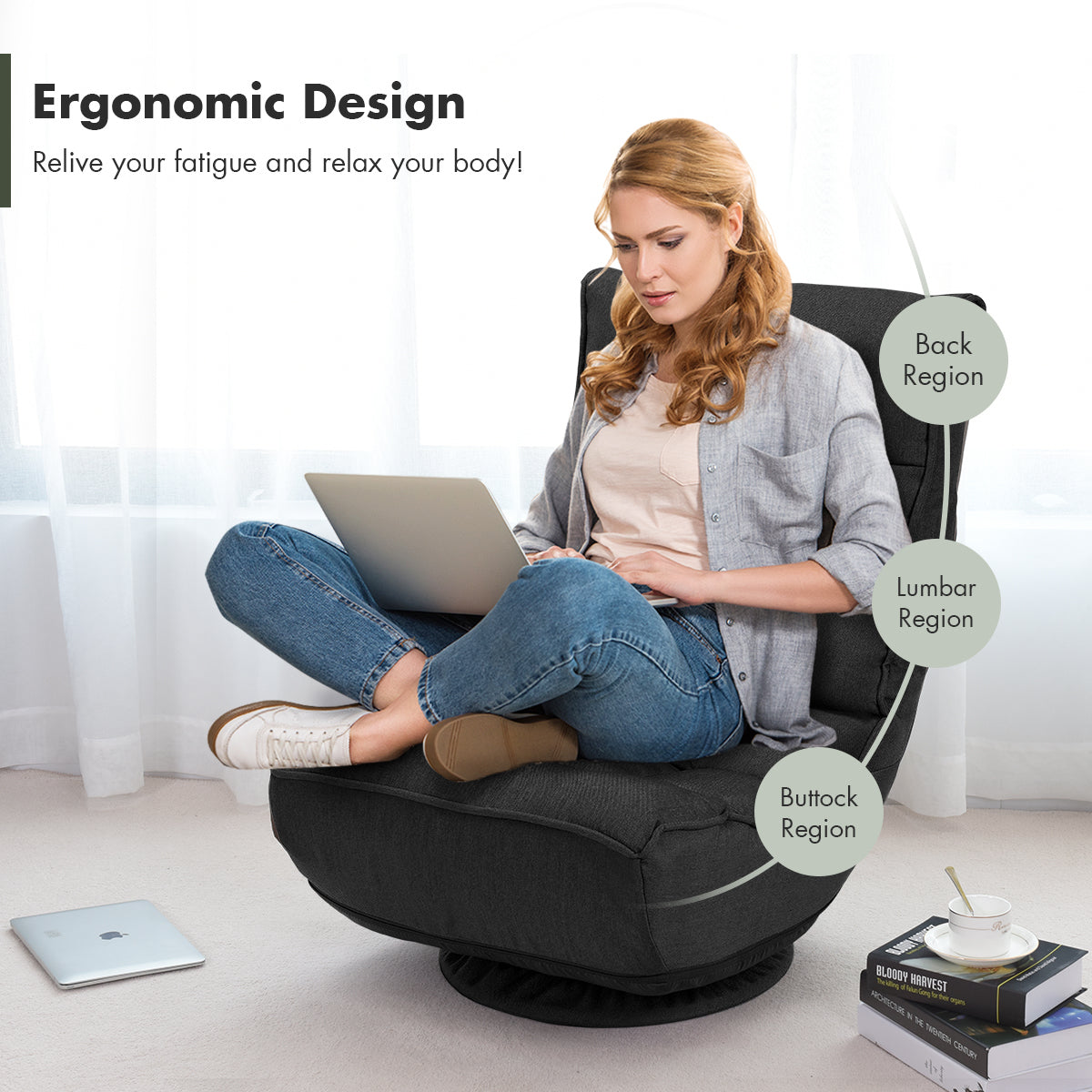 360 Degree Swivel Sofa 4-Position Adjustable Recliner Chair