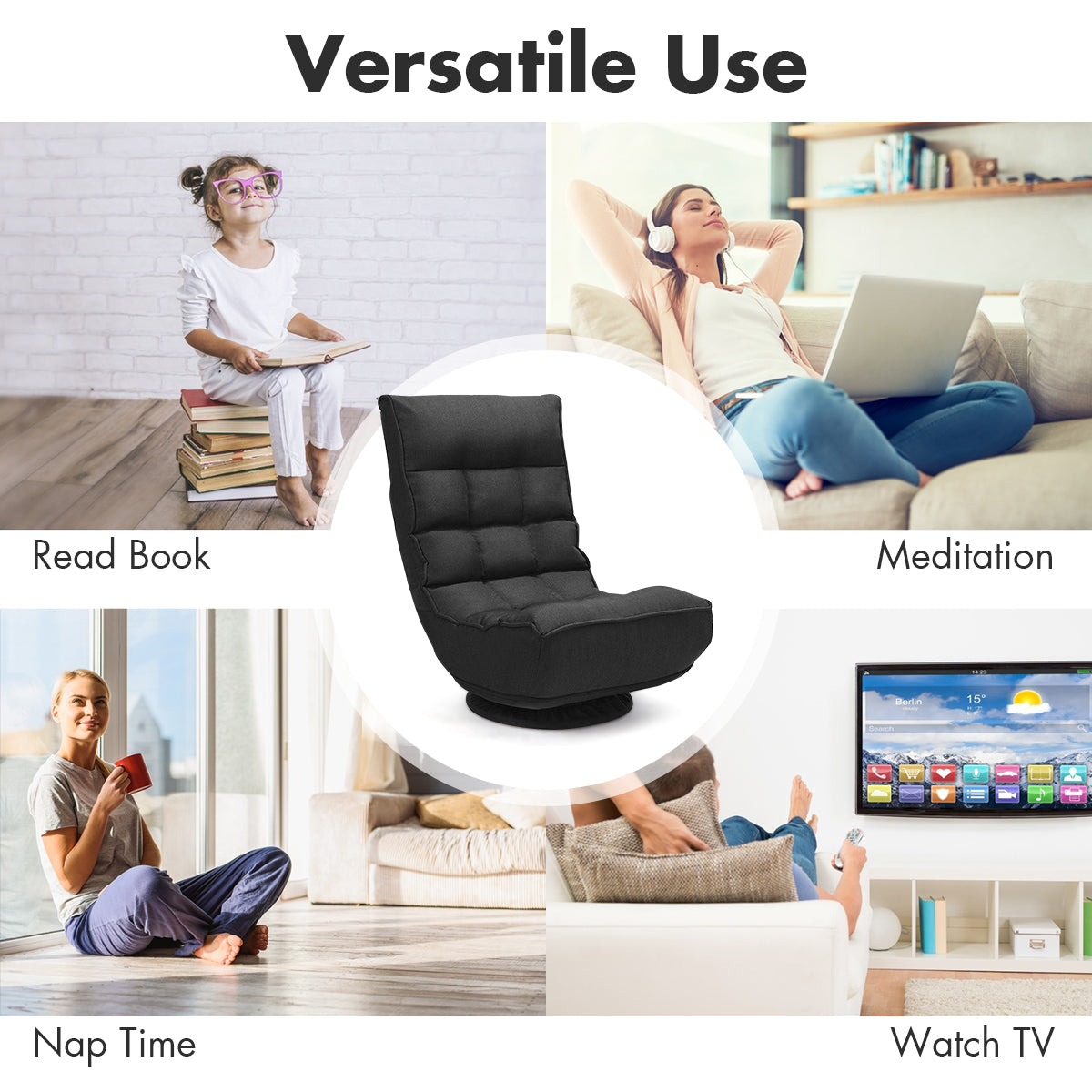 360 Degree Swivel Sofa 4-Position Adjustable Recliner Chair