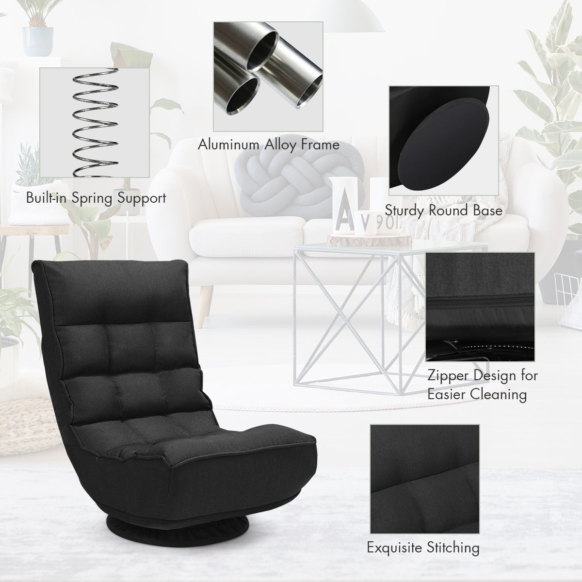 360 Degree Swivel Sofa 4-Position Adjustable Recliner Chair