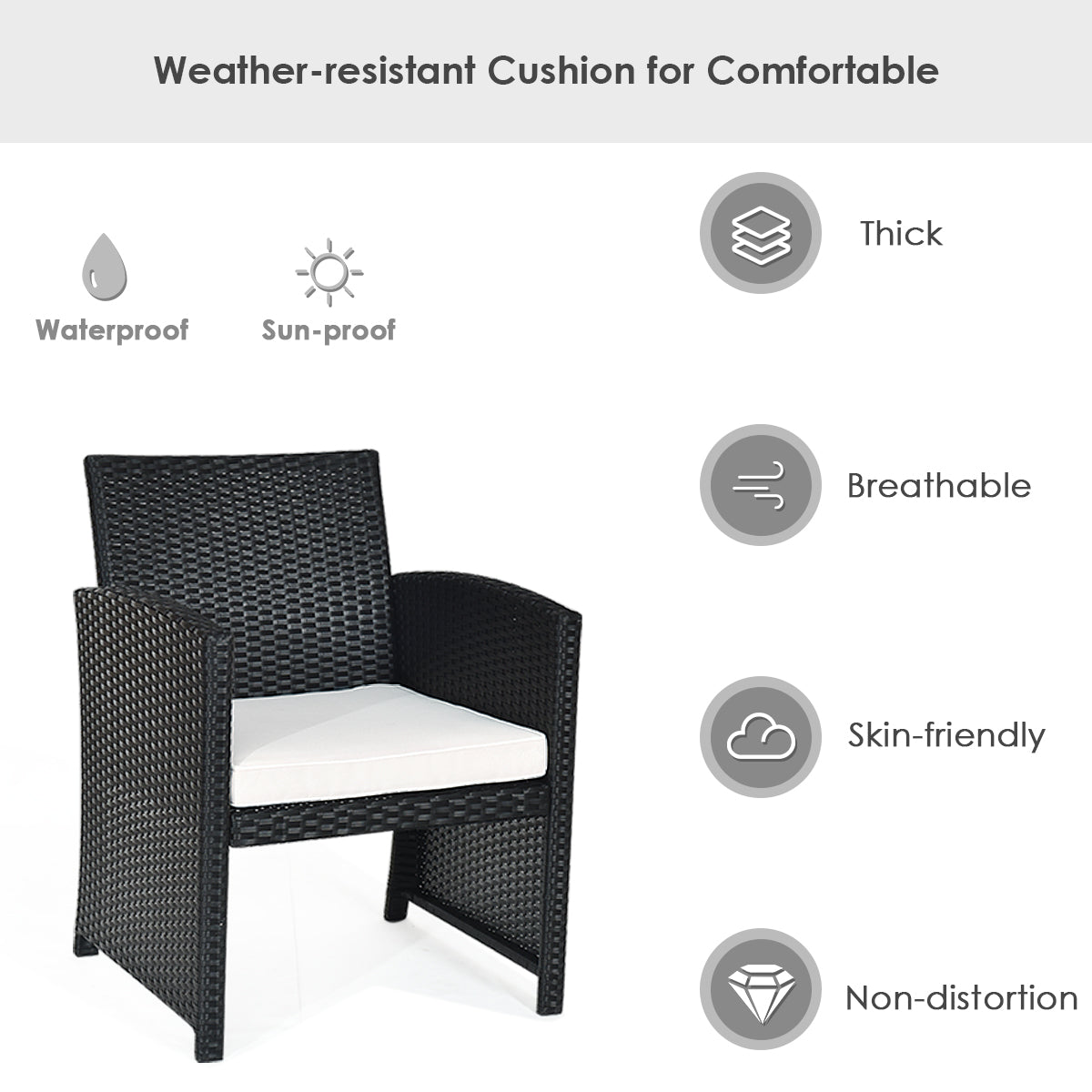 Patiojoy 4 Pieces Patio Rattan Conversation Set Wicker Cushioned Sofa Table