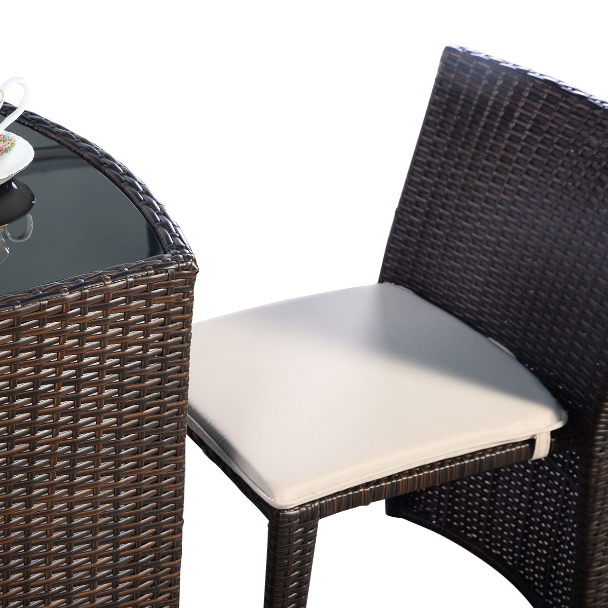 3 PCS Wicker Bistro Set Outdoor Rattan Conversation Furniture