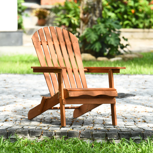 Patiojoy Outdoor Foldable Adirondack Chair Patio Recliner Eucalyptu