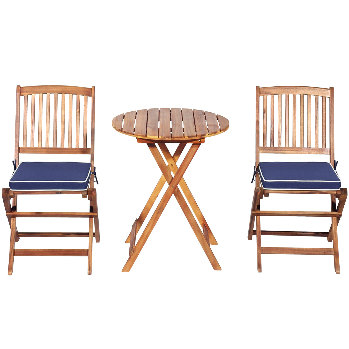Patiojoy 3PCS Patio Folding Wooden Furniture Conversation Set Indoor & Outdoor