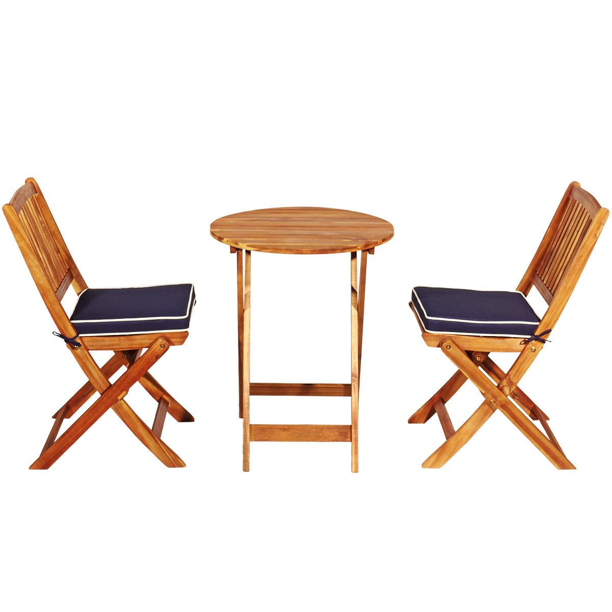 Patiojoy 3PCS Patio Folding Wooden Furniture Conversation Set Indoor & Outdoor