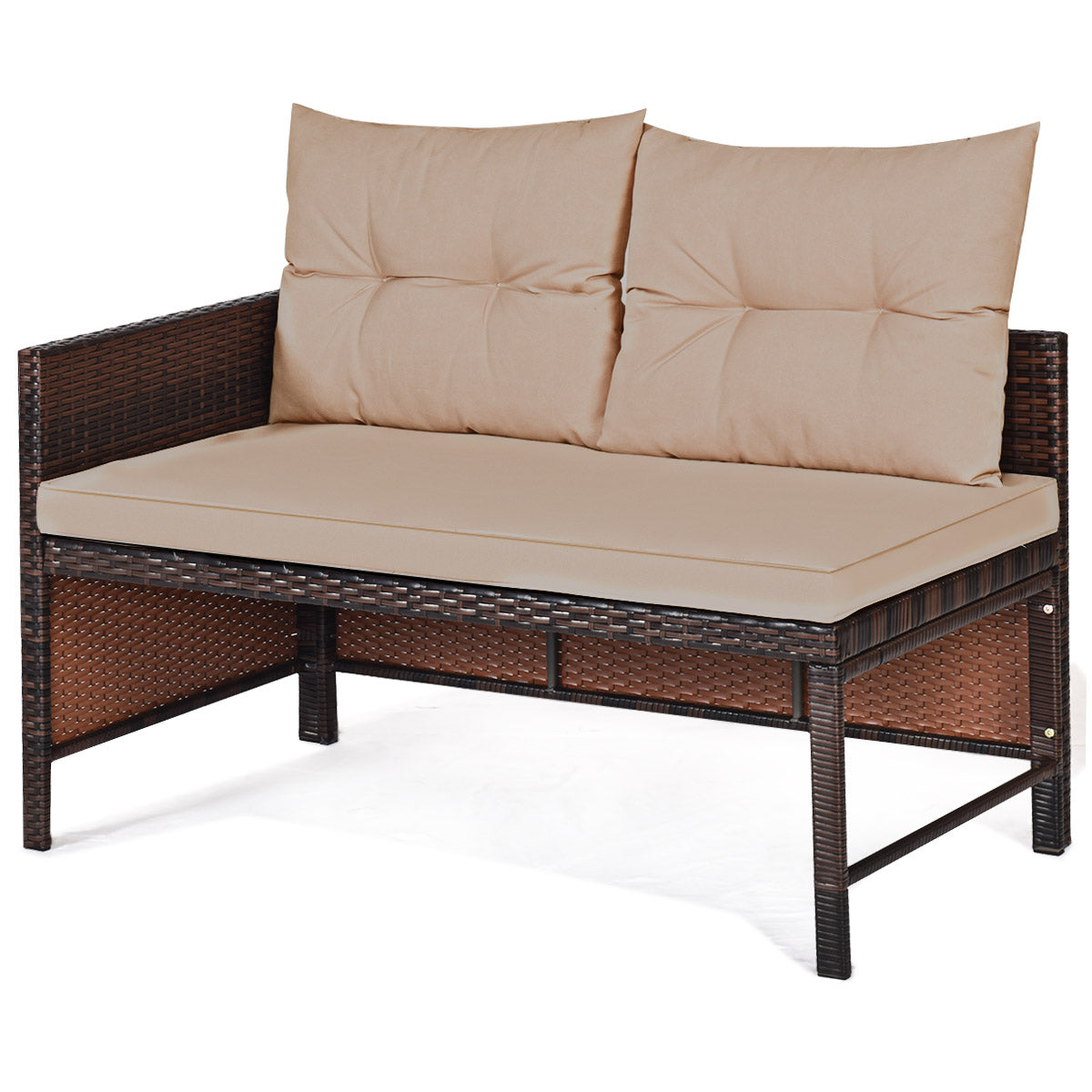 Patiojoy 3 Pieces Outdoor Furniture Set Rattan Wicker Sofa Table Garden Patio