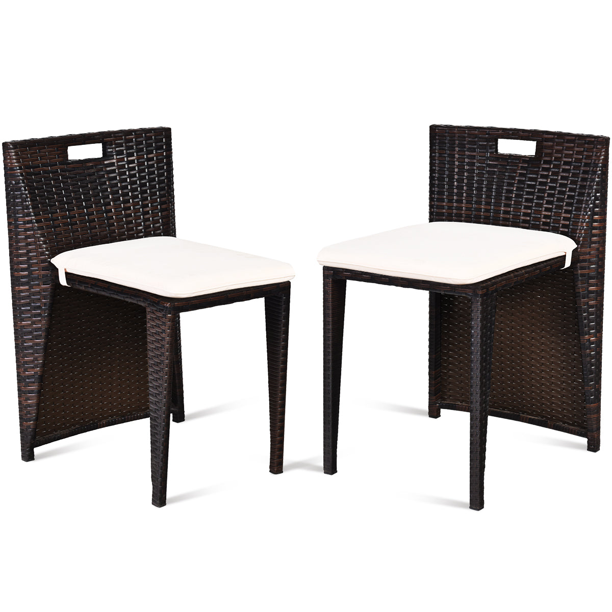 Topbuy 3 Pieces Wicker Outdoor Conversation Set Bistro Table and Chair
