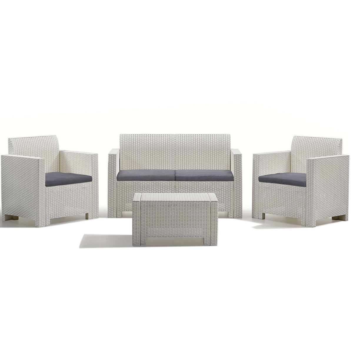 Patiojoy 4 PCS Outdoor Patio Rattan Cushioned Sectional Set Made in Italy Grey