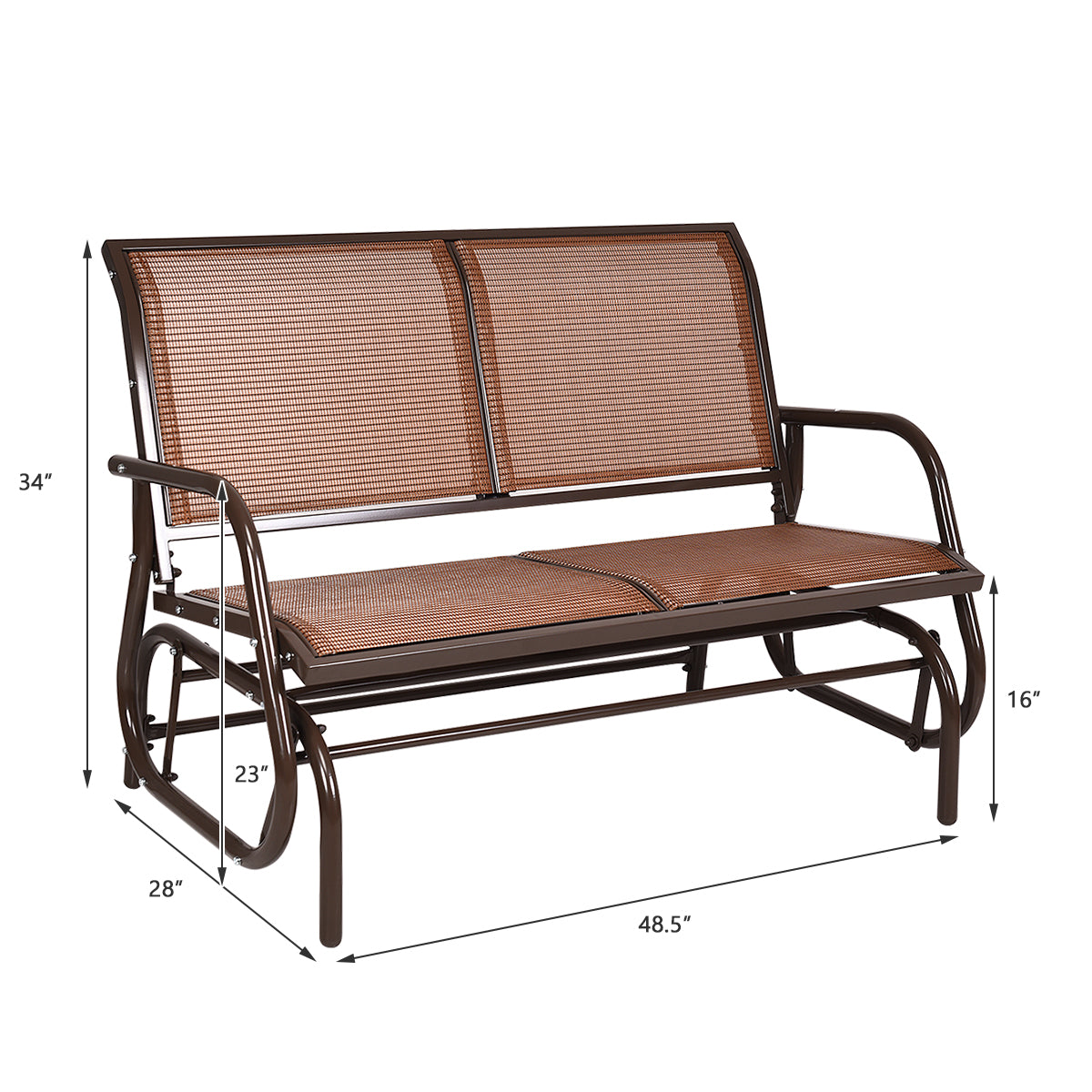 Patiojoy 48" Outdoor Patio Glider Bench Loveseat Chaise Rocking Chair