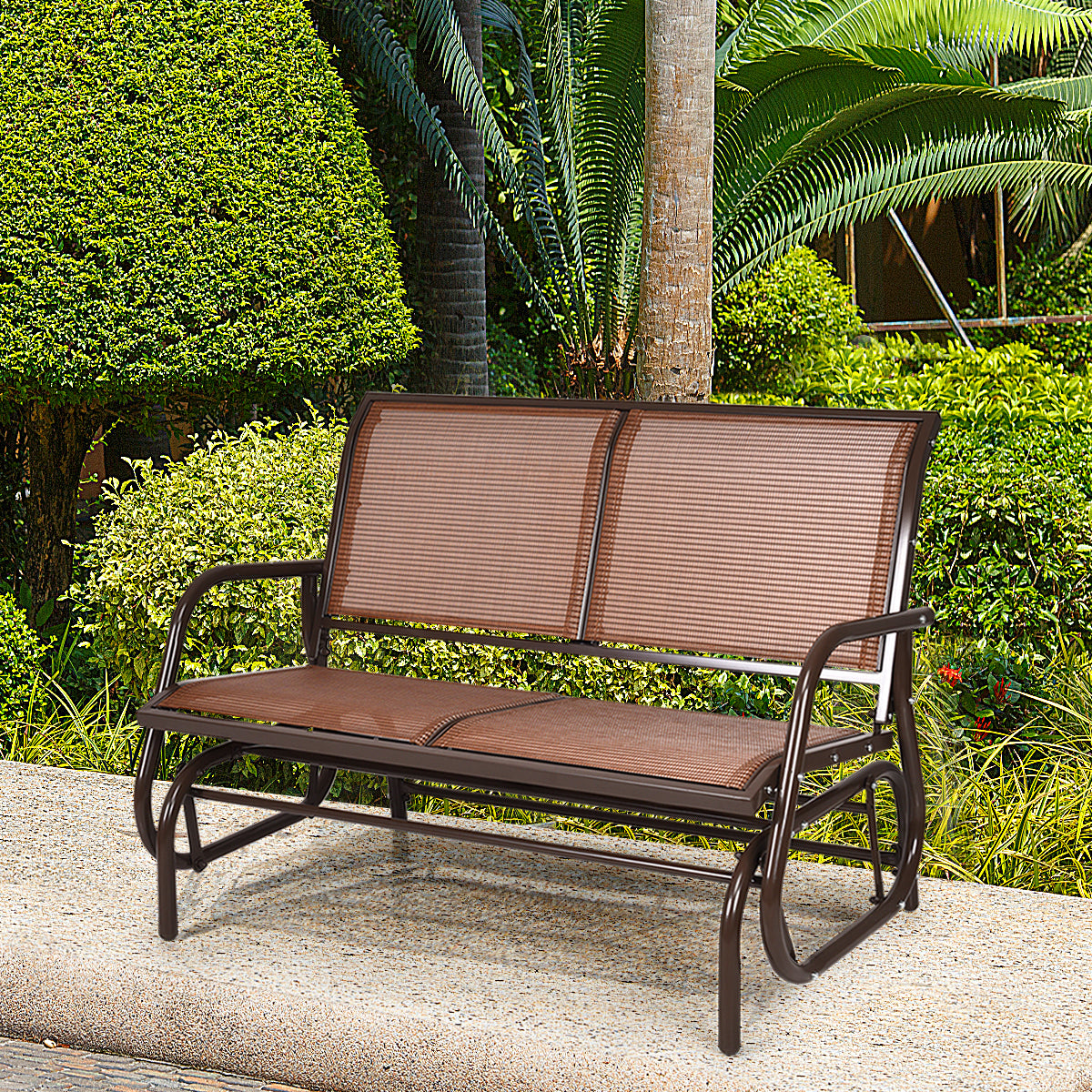 Patiojoy 48" Outdoor Patio Glider Bench Loveseat Chaise Rocking Chair