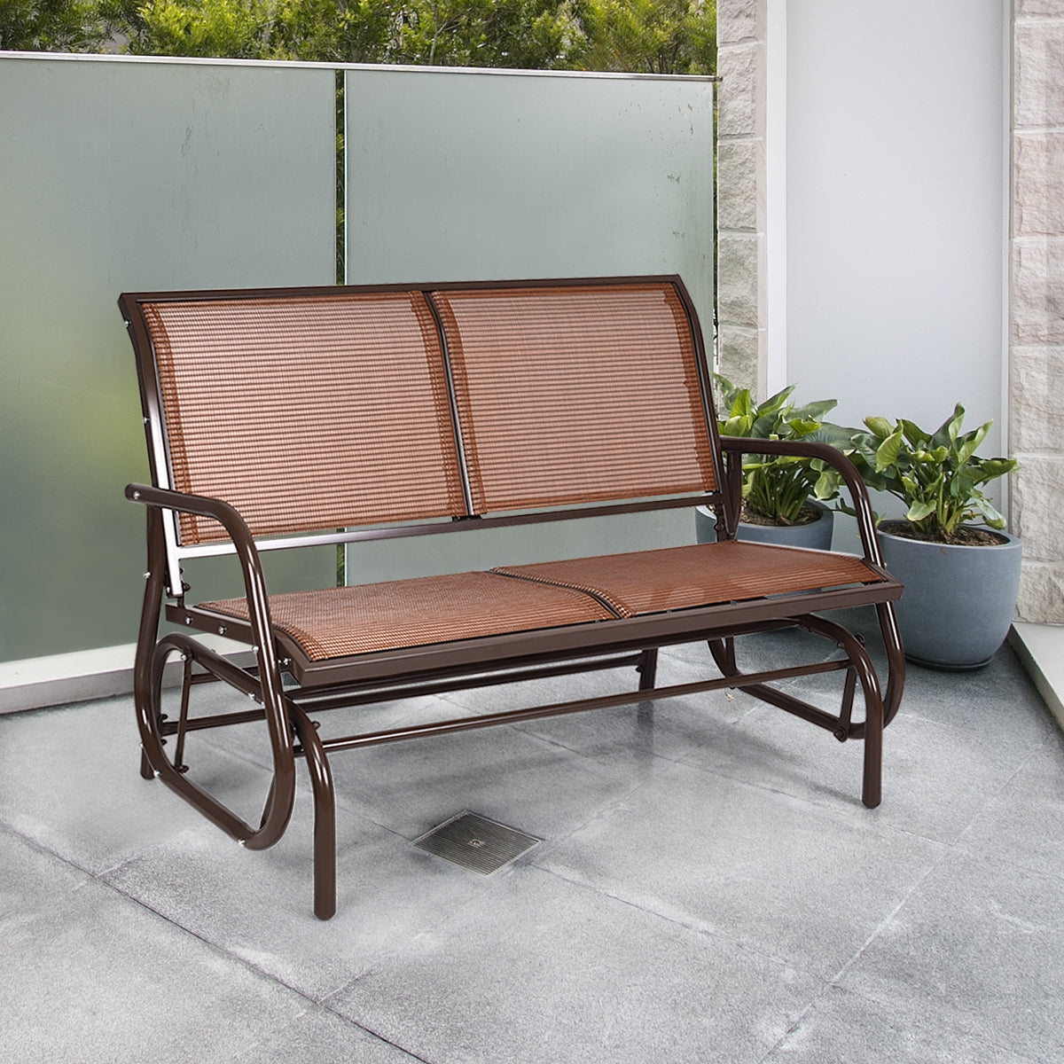 Patiojoy 48" Outdoor Patio Glider Bench Loveseat Chaise Rocking Chair