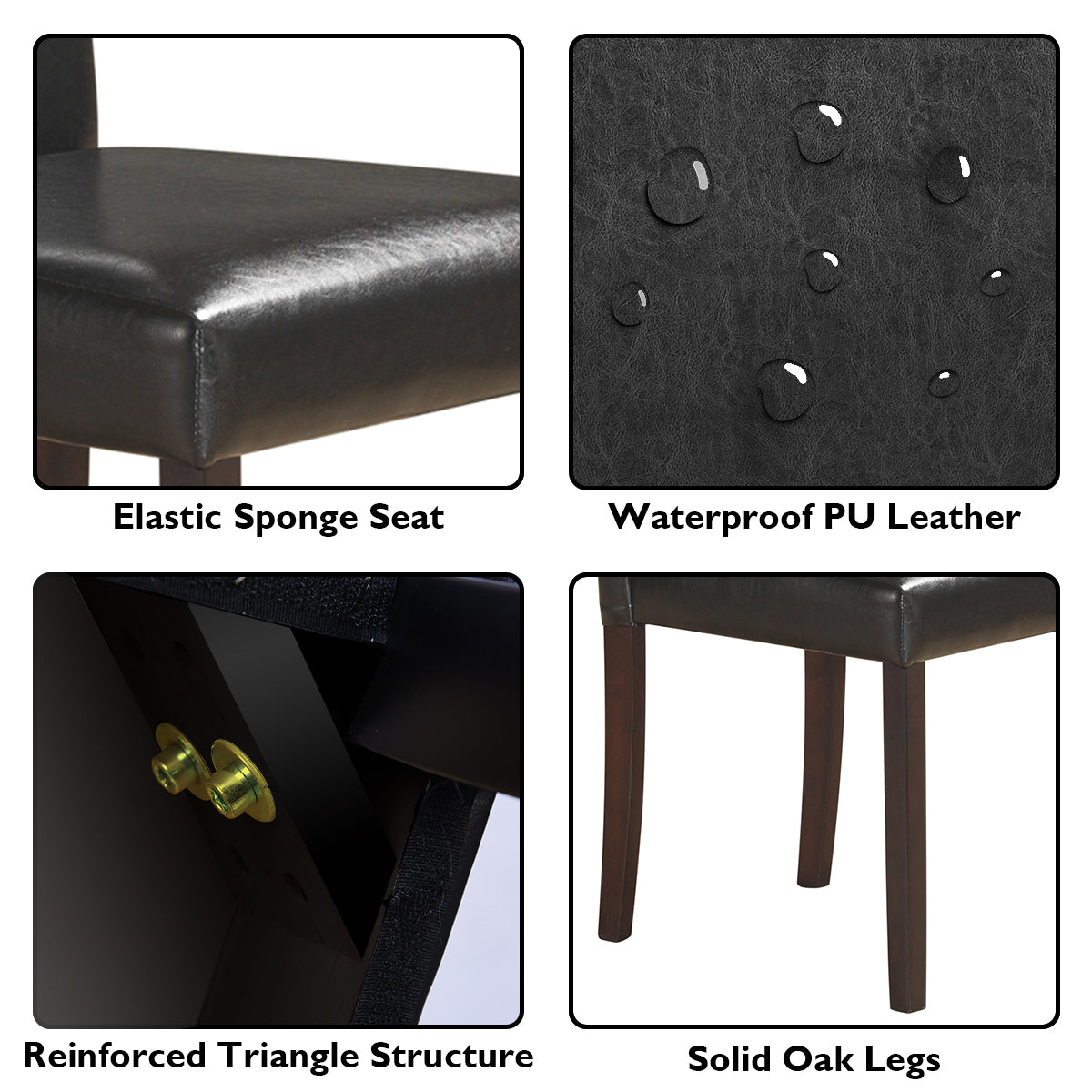 Upholstered Parsons Wooden Chair Padded Seat Oak Legs Set of 2/4