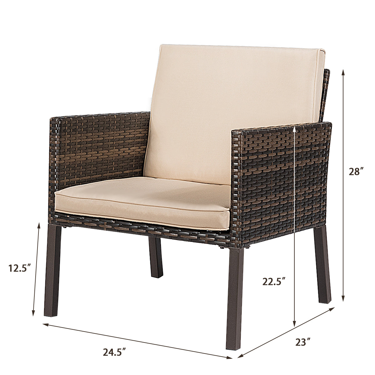 Patiojoy 5 Pieces Outdoor Patio Furniture Set Rattan Chairs and Table