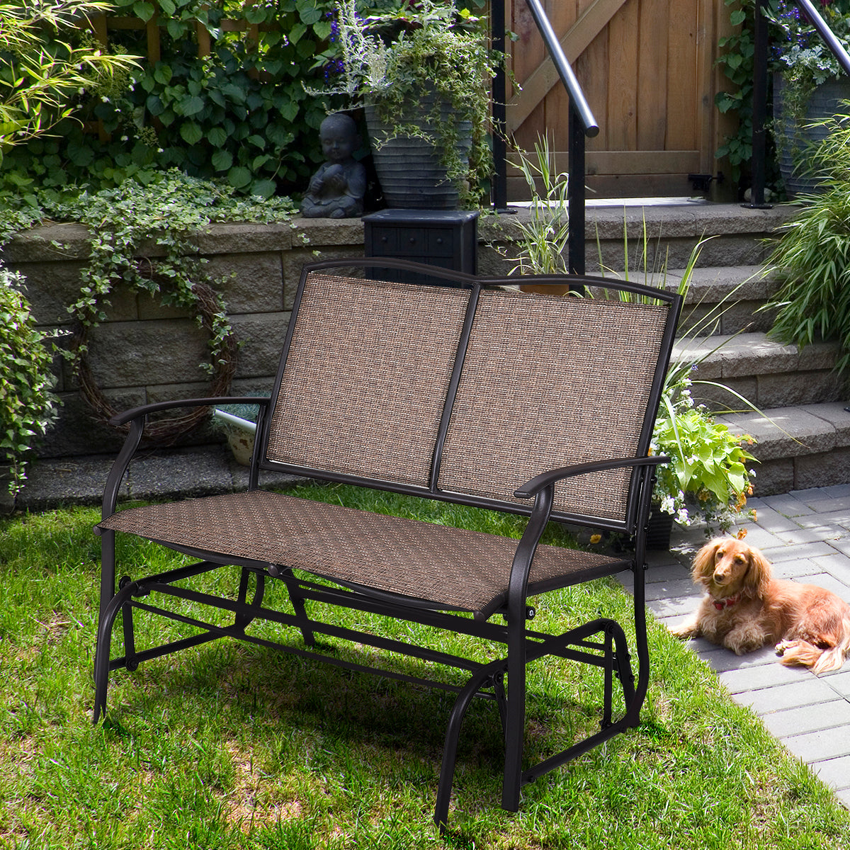 Patiojoy Outdoor Patio Glider Bench Loveseat Chaise Rocking Armchair Garden