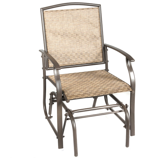 Patiojoy Outdoor Patio Glider Chaise Rocking Chair Garden Swing Single Armchair