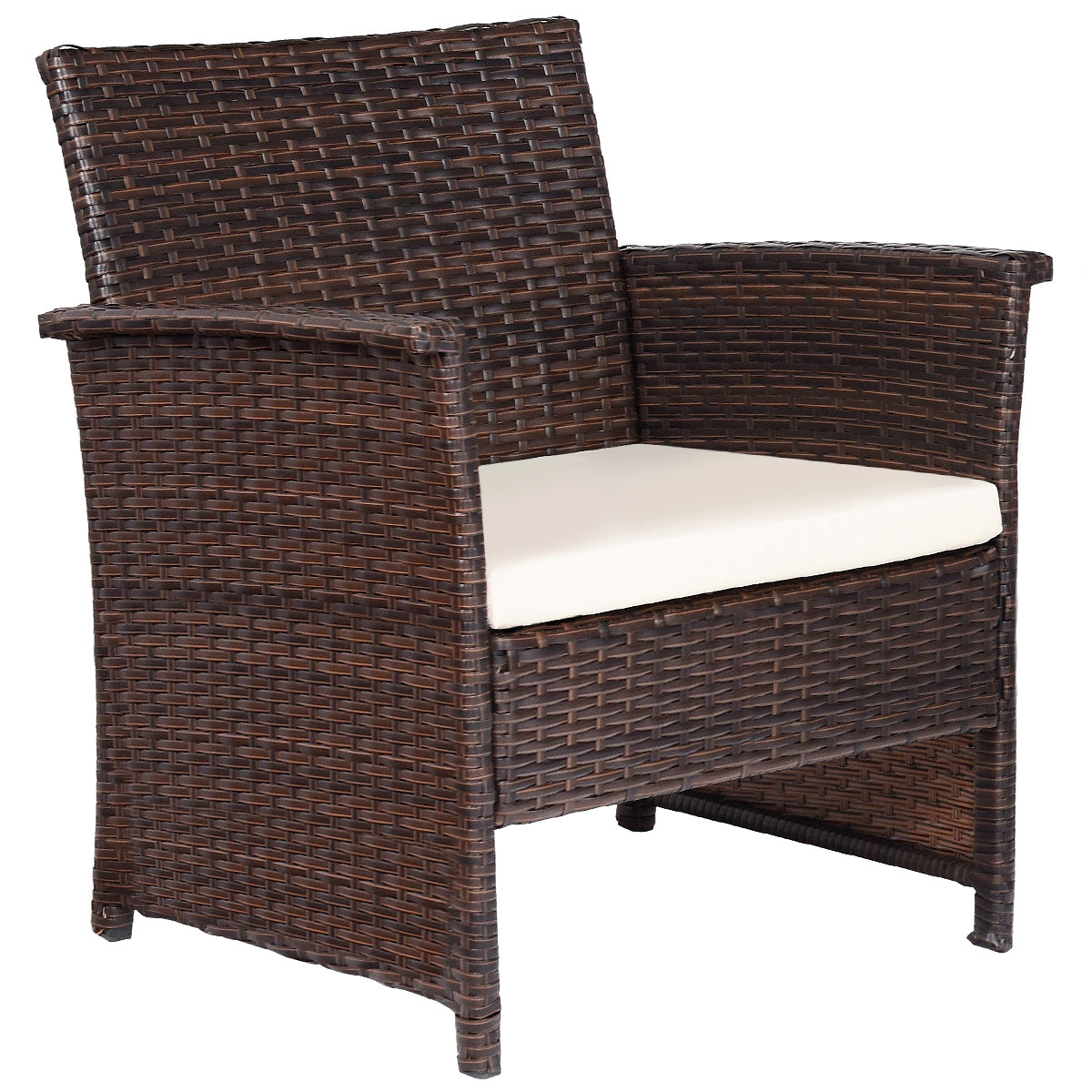 Patiojoy 4 Pieces Patio Set Outdoor Wicker Patio Bistro Table and Chair