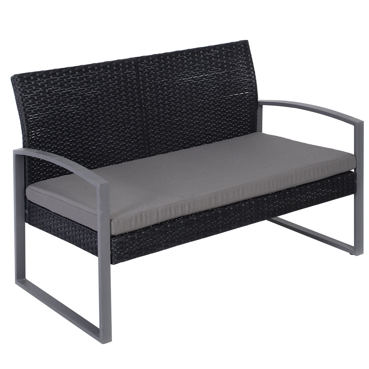 Patiojoy Outdoor Wicker 4 Pieces Conversation Set PE Rattan Chairs and Table