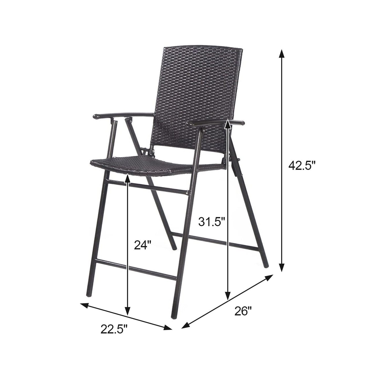 Patiojoy Rattan Folding Chair Wicker Patio Furniture Set of 4 Outdoor & Indoor