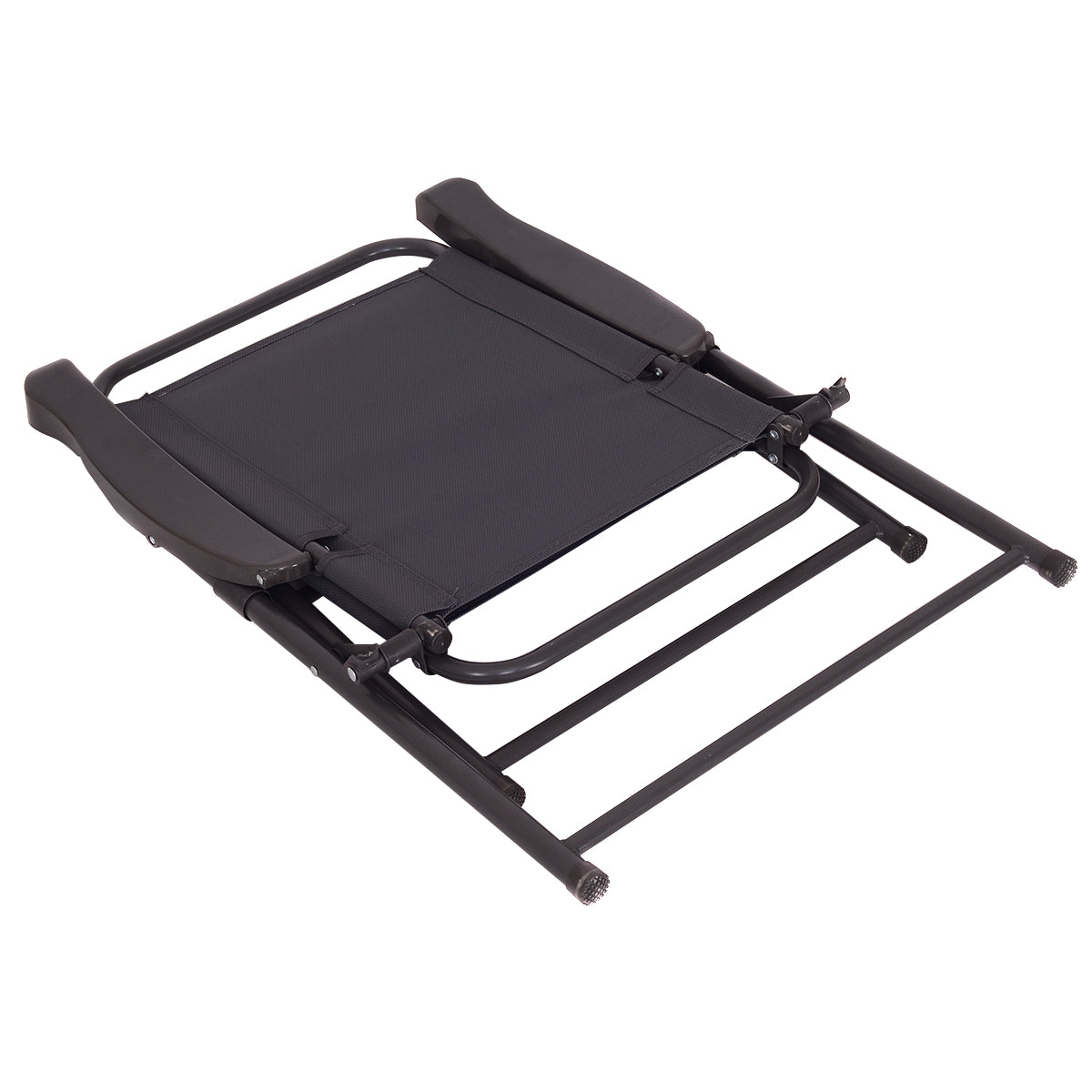 Patiojoy Folding Sling Chair Patio Furniture Set of 4 Armchairs Dark Grey