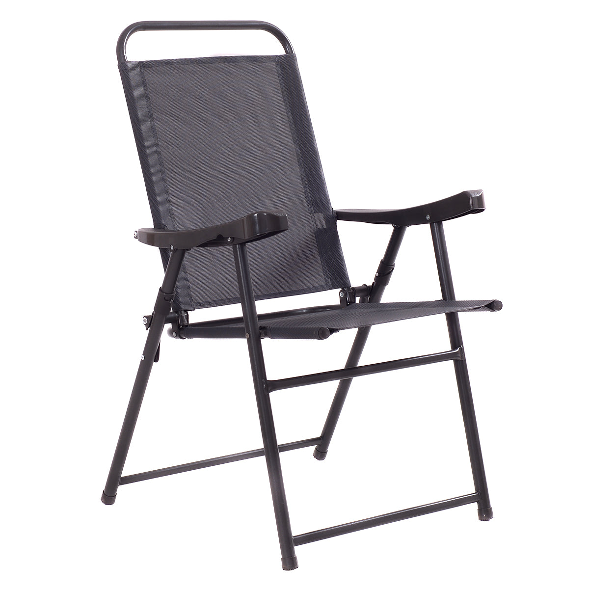 Patiojoy Folding Sling Chair Patio Furniture Set of 4 Armchairs Dark Grey