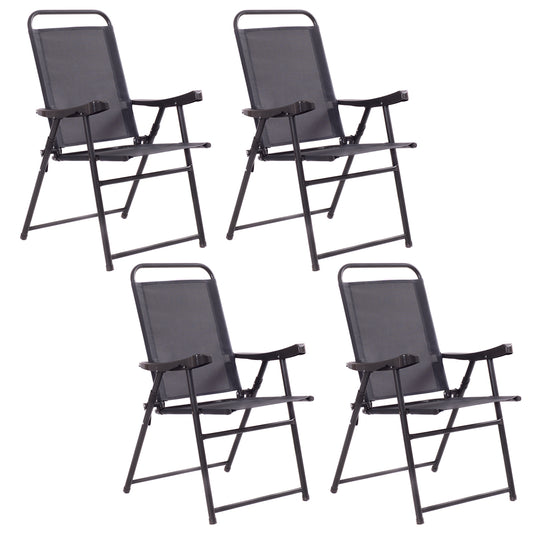 Patiojoy Folding Sling Chair Patio Furniture Set of 4 Armchairs Dark Grey
