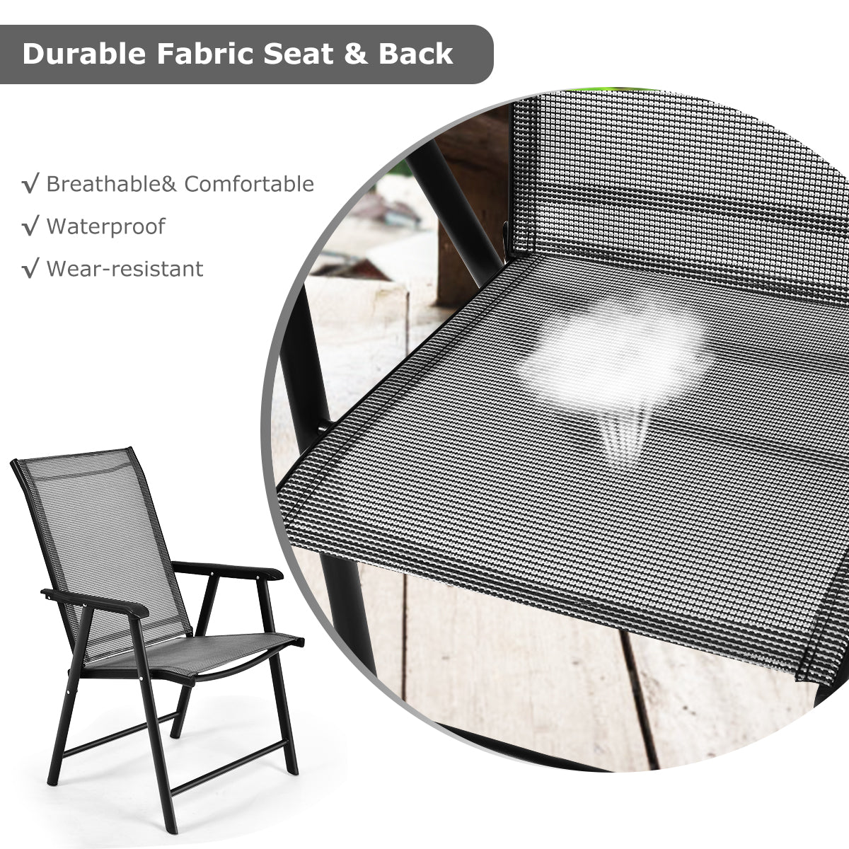 Patiojoy Outdoor Patio Camping Portable Folding Chair Set of 4