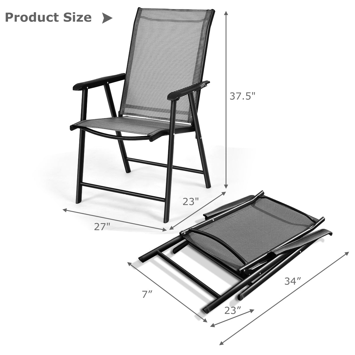 Patiojoy Outdoor Patio Camping Portable Folding Chair Set of 4