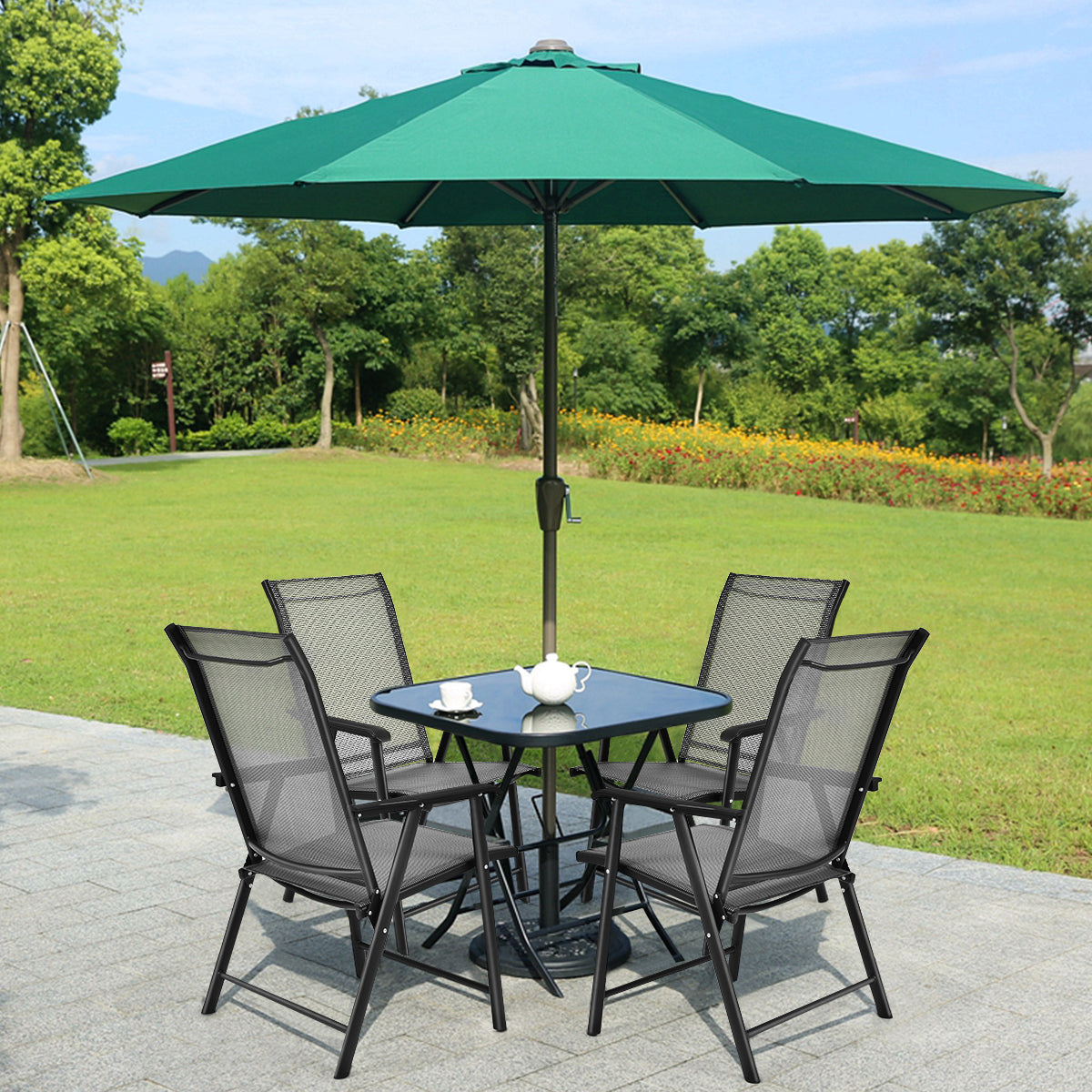 Patiojoy Outdoor Patio Camping Portable Folding Chair Set of 4