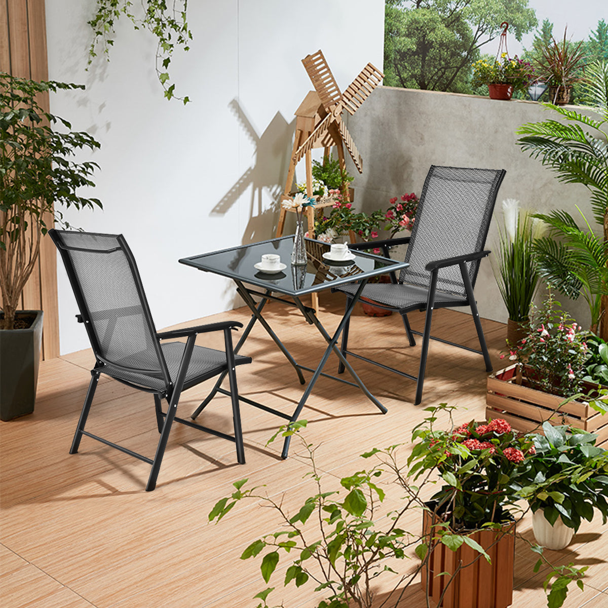 Patiojoy Outdoor Patio Camping Portable Folding Chair Set of 4