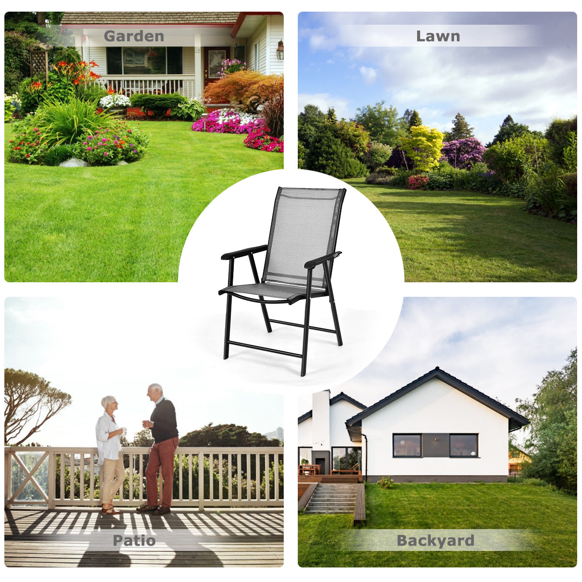 Patiojoy Outdoor Patio Camping Portable Folding Chair Set of 4
