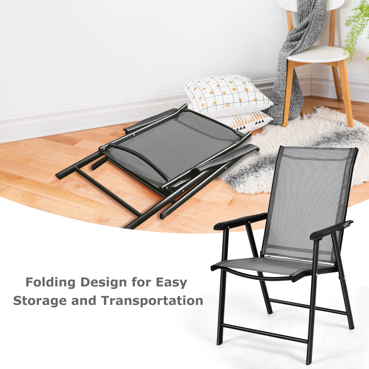 Patiojoy Outdoor Patio Camping Portable Folding Chair Set of 4