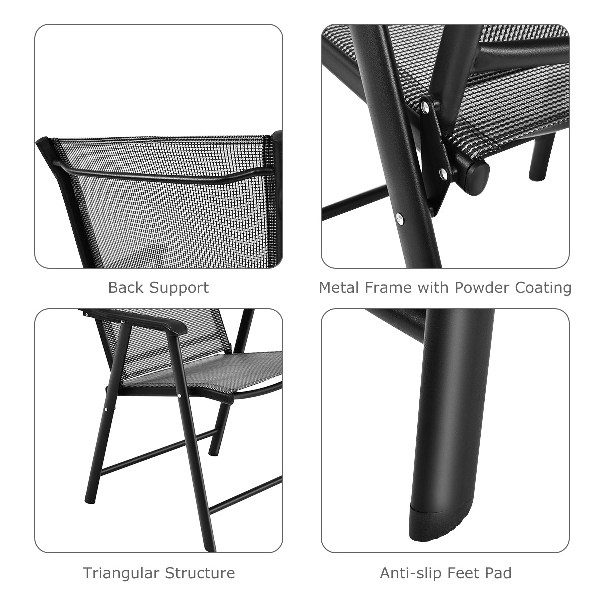 Patiojoy Outdoor Patio Camping Portable Folding Chair Set of 4