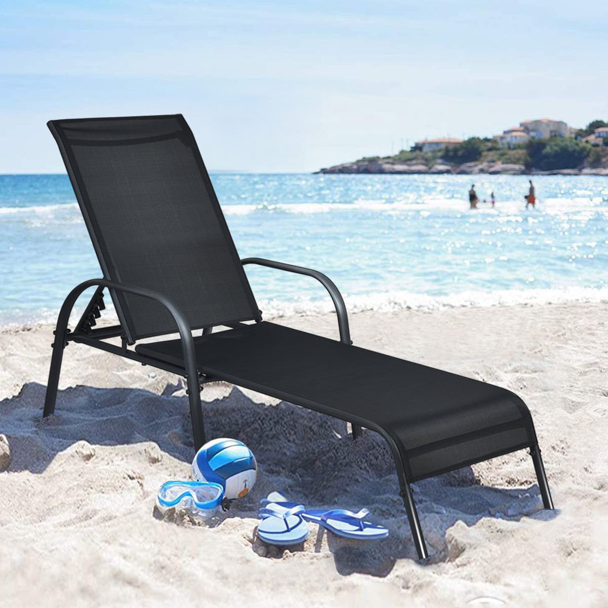 Patiojoy Outdoor Patio Lounge Chair Adjustable Chaise Recliner