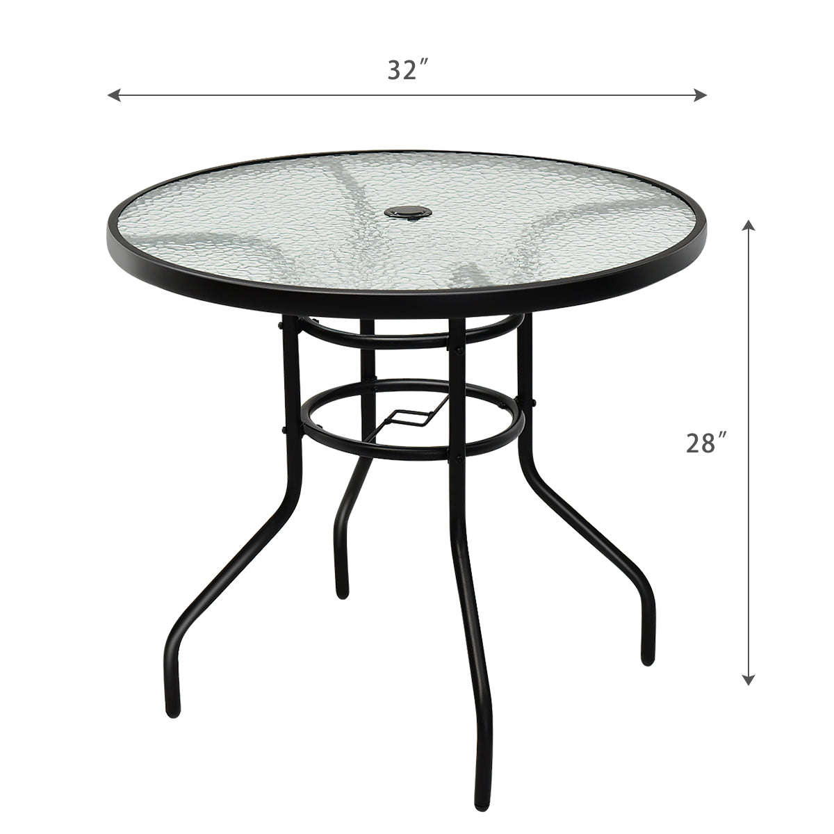 Patiojoy 32" Garden Patio Round Bar Glass Table Umbrella Deck Outdoor Furniture