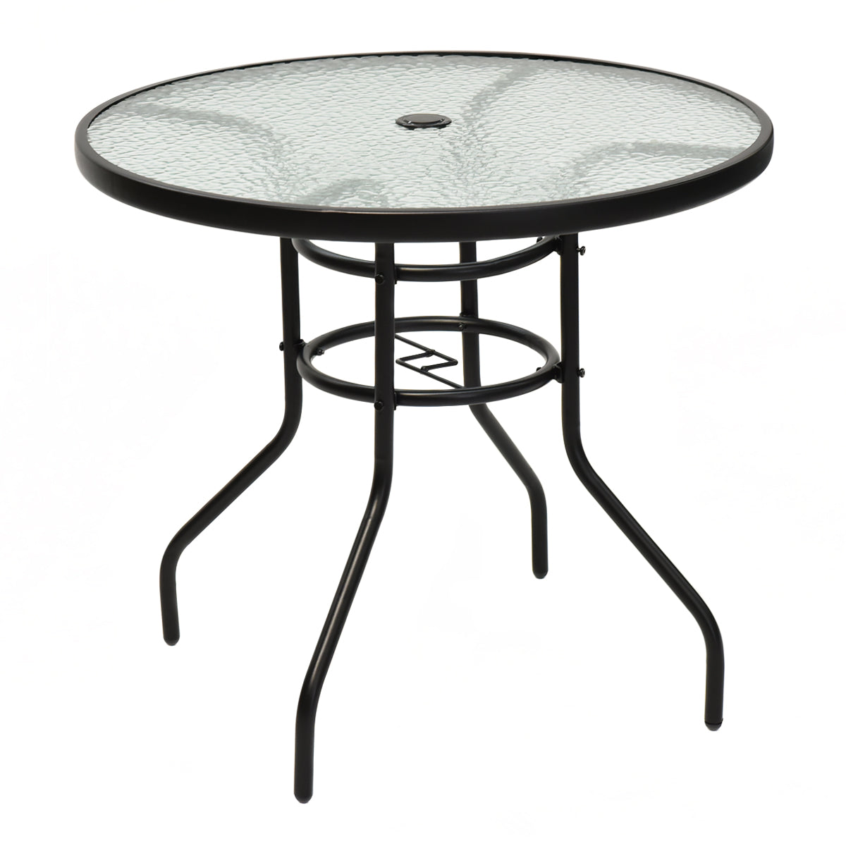 Patiojoy 32" Garden Patio Round Bar Glass Table Umbrella Deck Outdoor Furniture