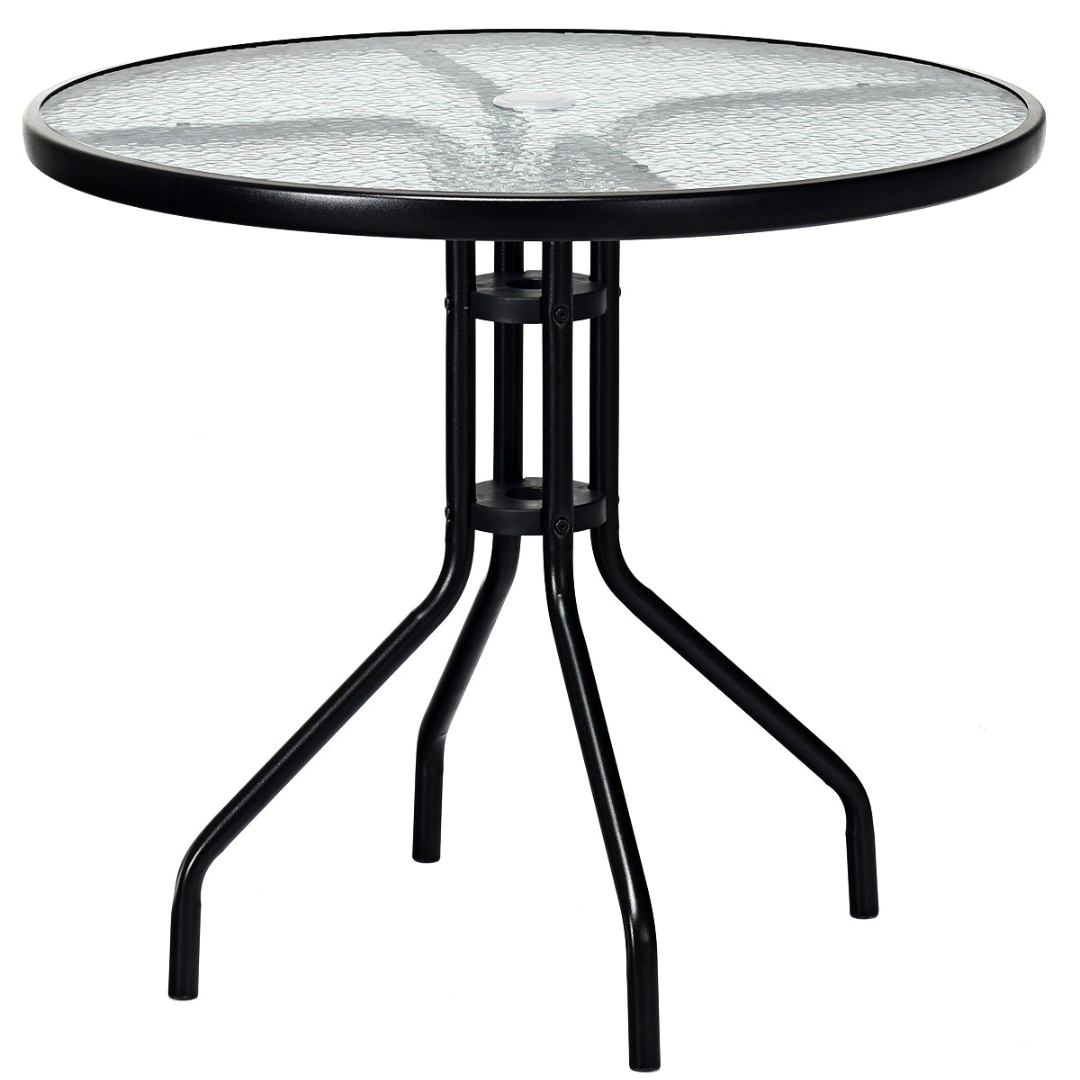 Patiojoy 32" Round Garden Bar Glass Table Patio Umbrella Deck Outdoor Furniture