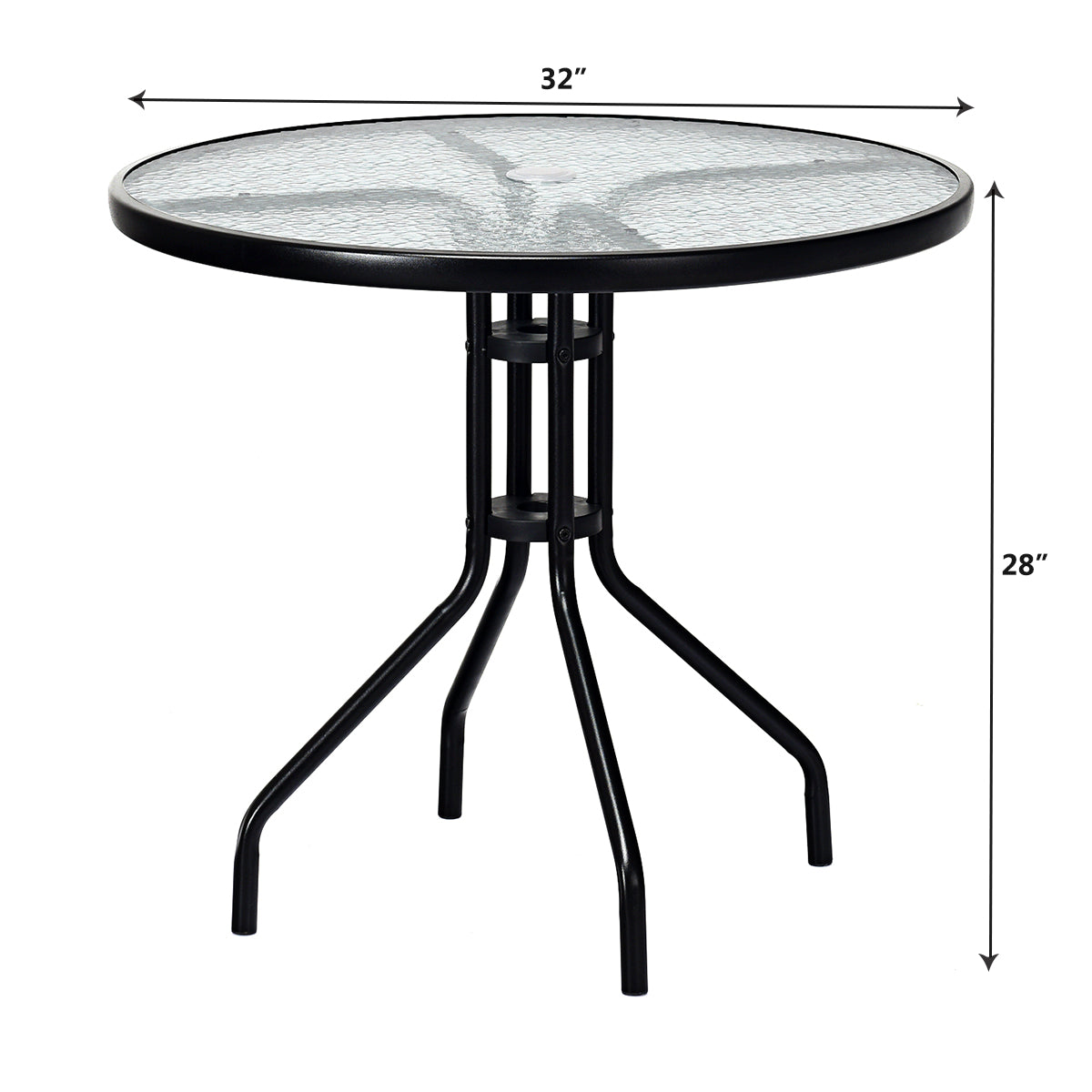 Patiojoy 32" Round Garden Bar Glass Table Patio Umbrella Deck Outdoor Furniture