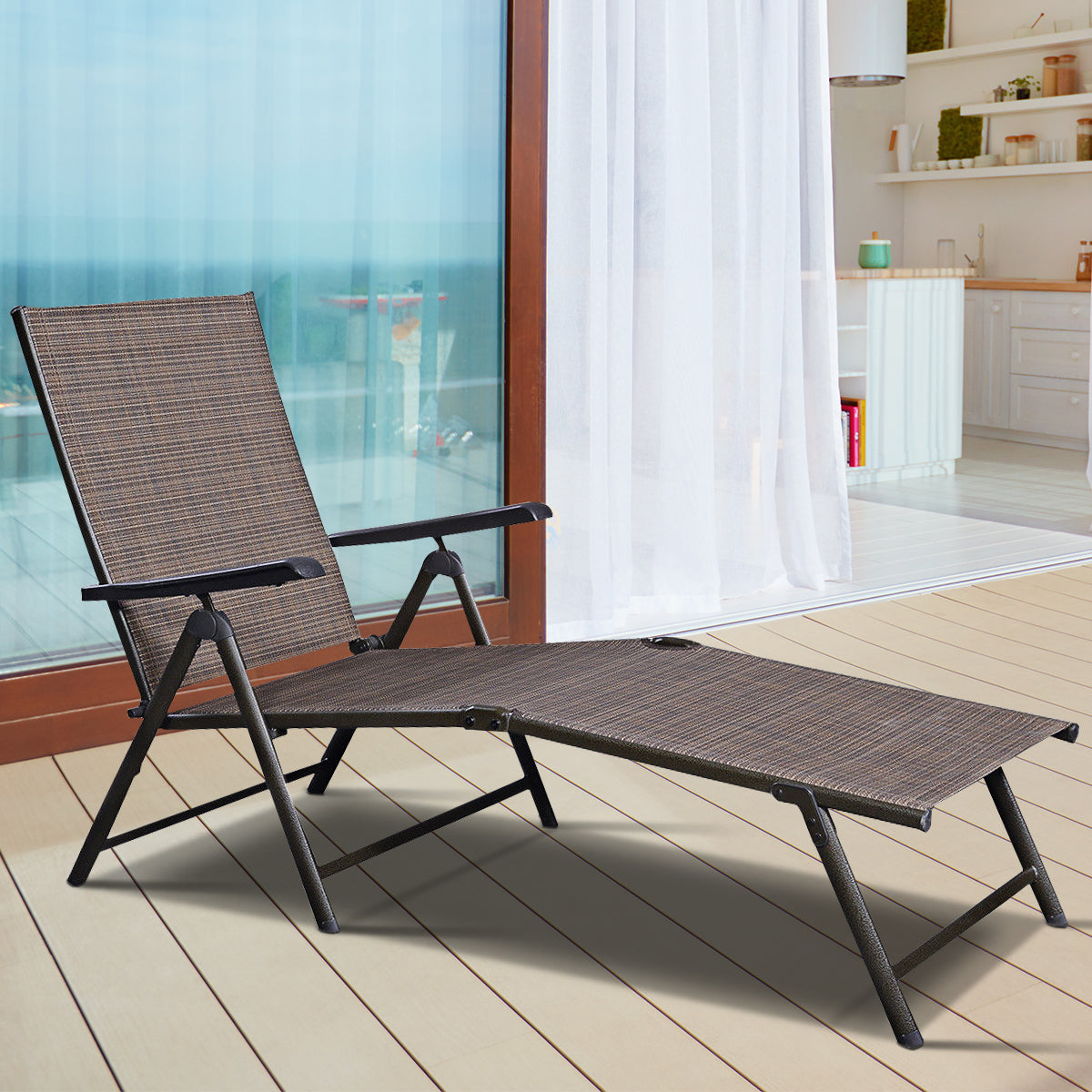 Patiojoy Outdoor Patio Folding Lounge Adjustable Recliner Chair Garden Lawn