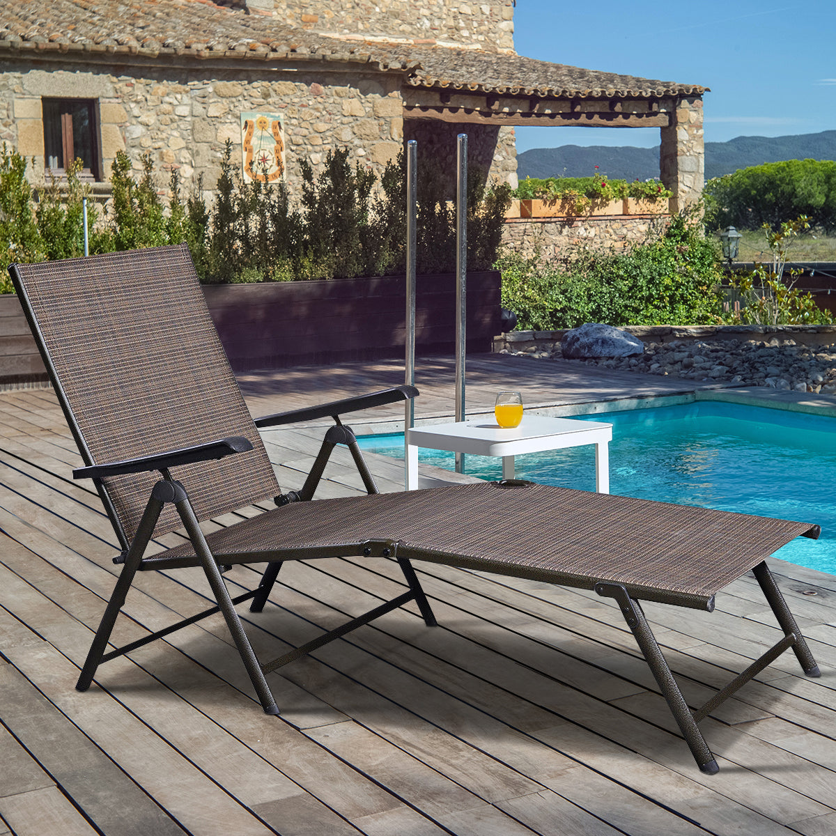 Patiojoy Outdoor Patio Folding Lounge Adjustable Recliner Chair Garden Lawn