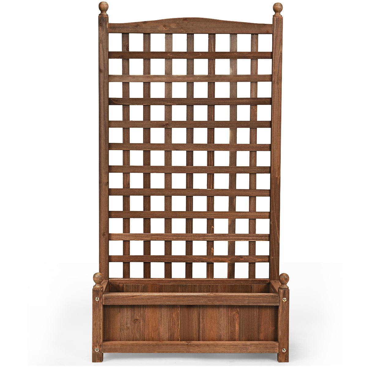 Topbuy Wooden Plant Box Flower Plant Growing Box Holder with Trellis