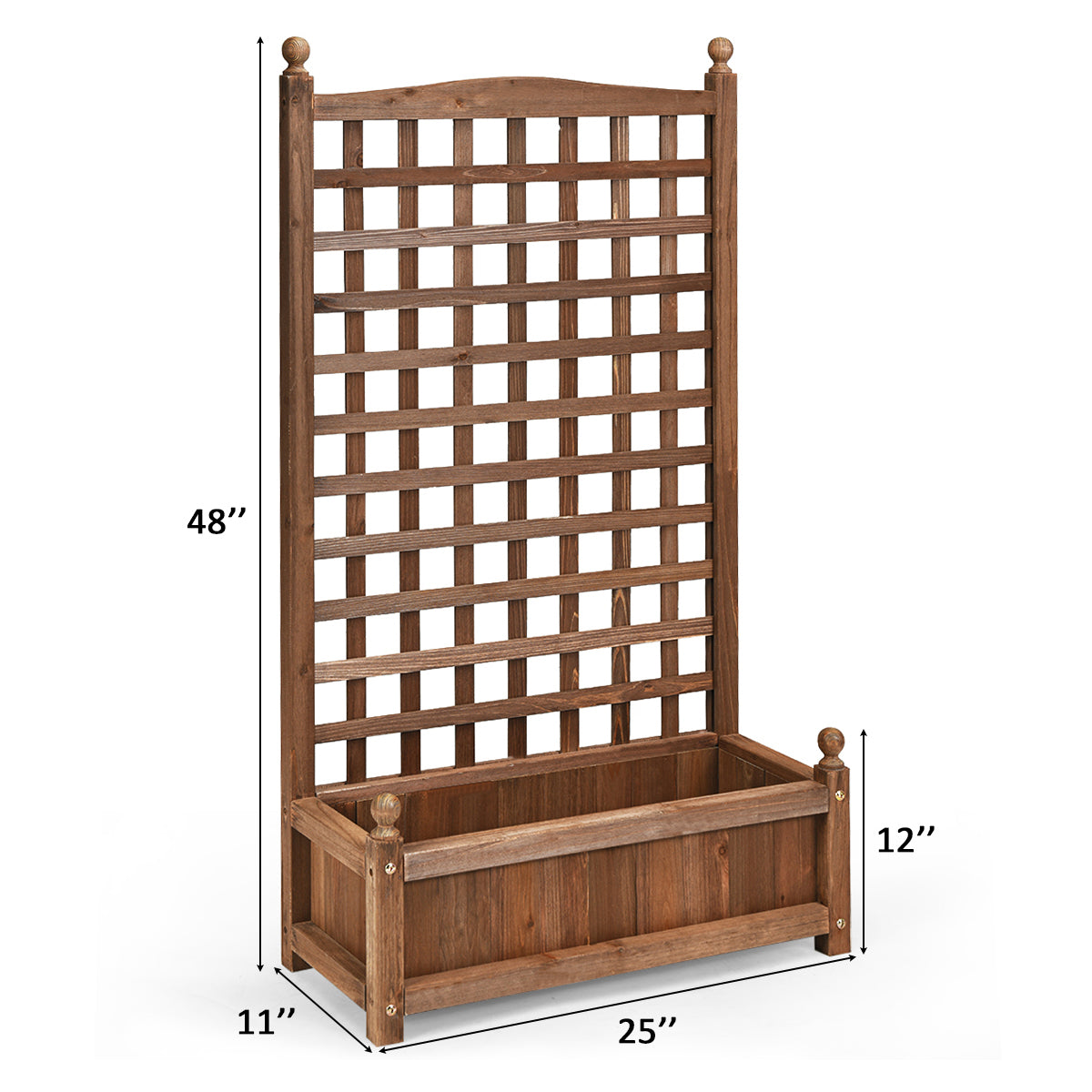 Topbuy Wooden Plant Box Flower Plant Growing Box Holder with Trellis