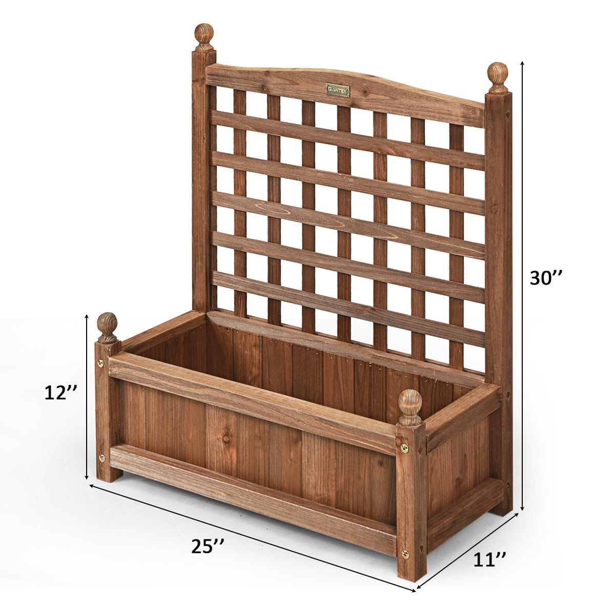 Topbuy Outdoor Wooden Plant Box Flower Plant Growing Box Holder with Trellis