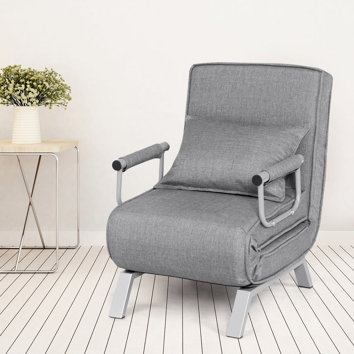 Patiojoy Lounge Chair Foldable Reclining Sofa Bed with Adjustable Positions and Removable Washable Cover